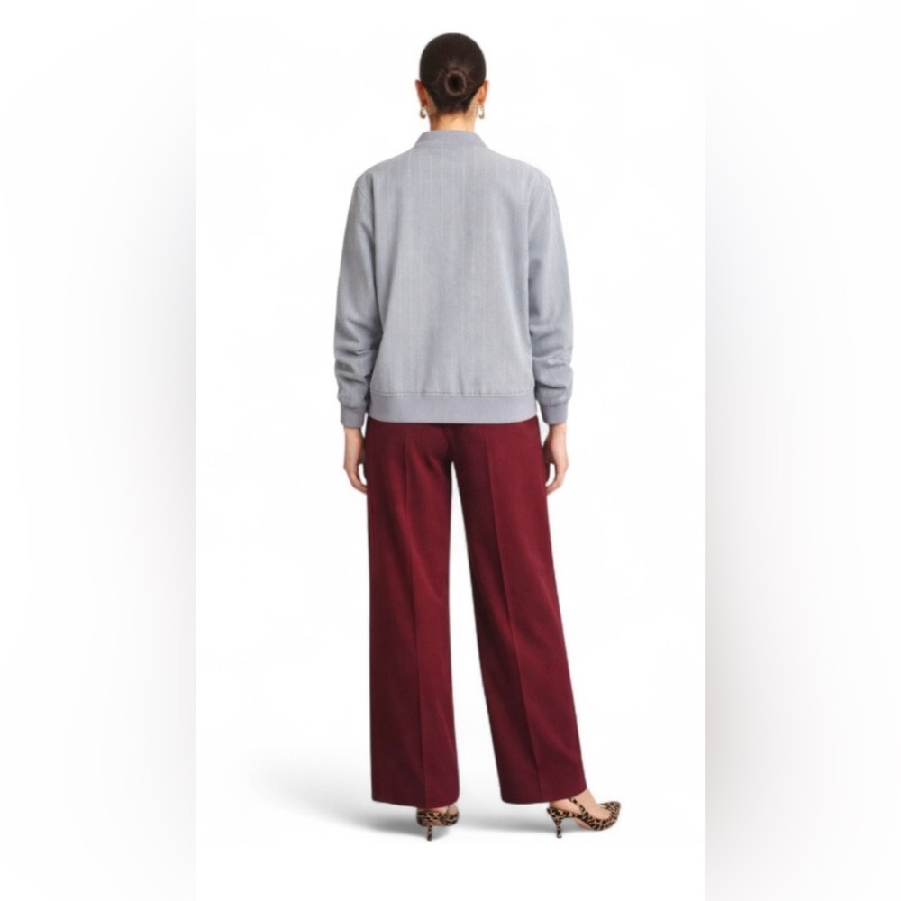 NWT Scoop Gray pinstripe Bomber Jacket Zip up - Picture 5 of 11